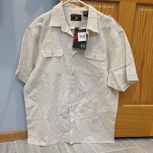 PhatFarm Phat Classics Men's Short-Sleeve Button-Down Shirt in Beige! NWT!